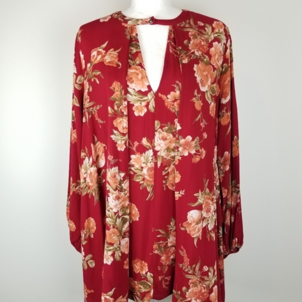 Altar’d State Red Floral Swing Dress